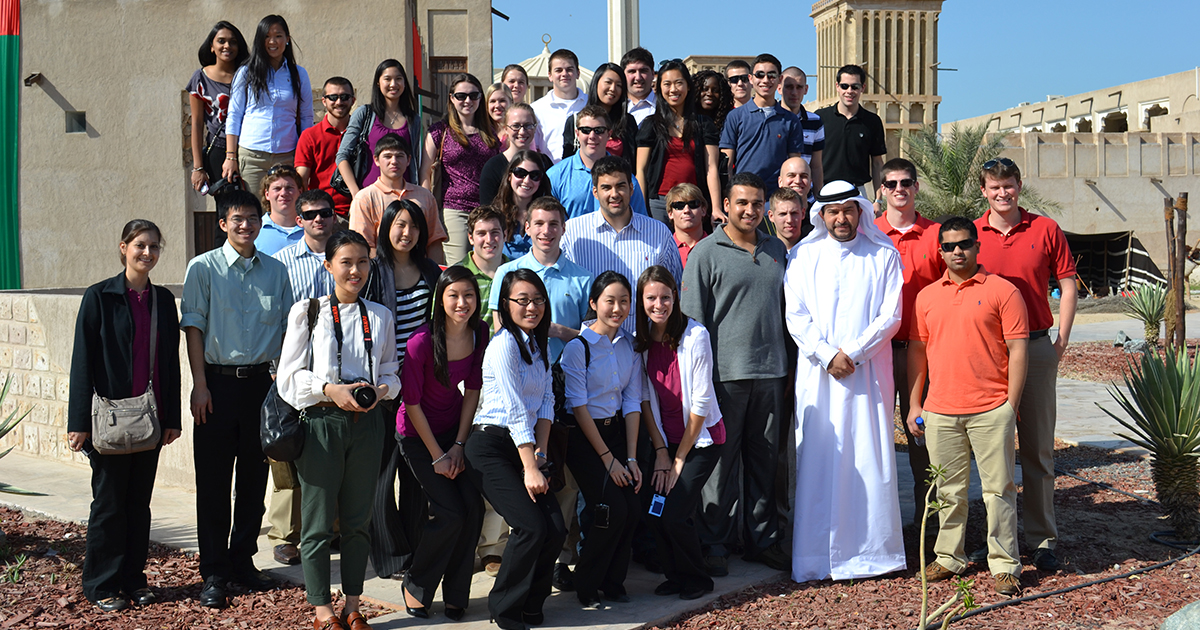 Students are seen during the Winter 2011 student Study trip to the UAE with Professor Mark Wellman.