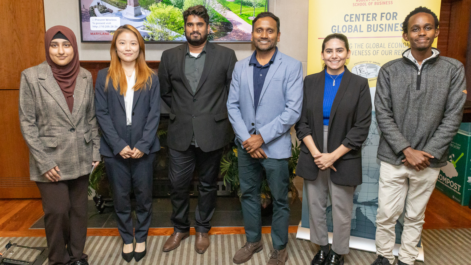 Abhishek Motayed, CEO of N5 Sensors, poses with the winning Case Interview Competition team.